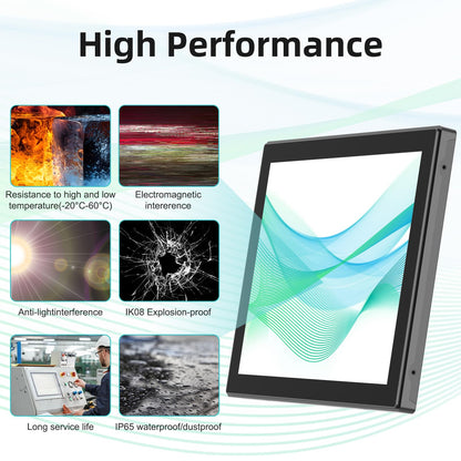 Senisway 18.5 Inch Open Frame Capacitive Touch LCD Monitor Surface is IP65 Waterproof 1366x768 @ 60Hz TFT LCD IK08 Input Industrial Touch Monitor 10 Finger Capacitive Touch