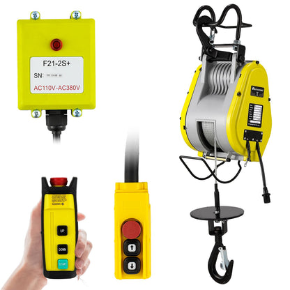 Mxmoonant Fast Brushless Electric Hoist Winch 570lb, 59ft/min Power Electric Hoist 98ft Lifting Height, Pendant & Wireless Remote Control for Garage Repair Shop Construction 110V