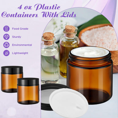36 Pcs 4 oz Glass Jars with Lids, Clear Candle Jars with Black Lids Round Empty Candles Container Tins Candle Making Storing Lotions Spice Powder Liquid Sample Makeup (Amber)