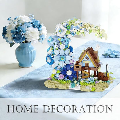 Moon Flower Building Set 1343 PCS Mini Bricks Building Sets Moon Flower Bouquet Fairy Cabin Mini Blocks Building Botanical Collection Set for Home Decor