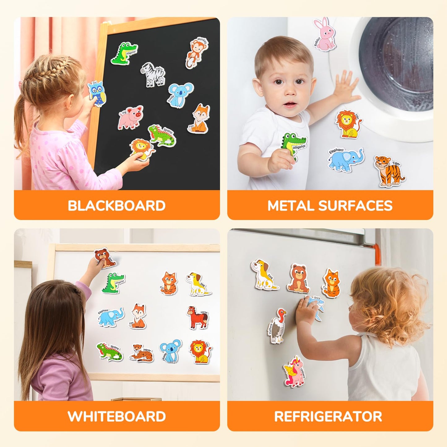 JoyCat Wooden Fridge Magnets for Toddlers – 26 Cute Animals & Uppercase Letters, Large Refrigerator ABC Alphabet Magnets Set for Kids, Preschool Learning Spelling Alphabet Gifts Toy for Ages 2+