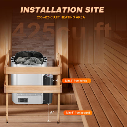 Mxmoonant Sauna Heater, 6KW 220V Electric Sauna Heaters Digital Control Sauna Stove Dry Steam Sauna Bath for Home Hotel Spa Max. 300 Cu.ft with Sauna Hygrothermograph