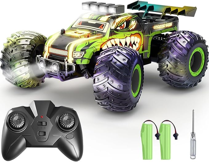 Remote Control Car for KidsHigh Speed 20 KM/H RC Cars ToysOff-Road with 2 Headlights and 2 Rechargeable Battery RC TruckDinosaur Toys Gift for Adult Boys Girls 8-12