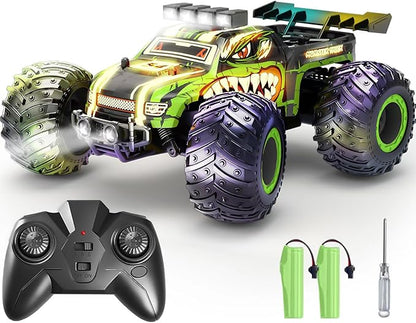 Remote Control Car for KidsHigh Speed 20 KM/H RC Cars ToysOff-Road with 2 Headlights and 2 Rechargeable Battery RC TruckDinosaur Toys Gift for Adult Boys Girls 8-12
