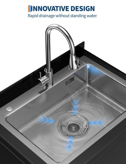 Stainless Steel Utility Sink, 31.1" × 22" × 37.8" Freestanding Laundry Tub for Kitchen, Bathroom, Garage, Basement | Includes Hot/Cold Plumbing, Hoses & Drain Kit
