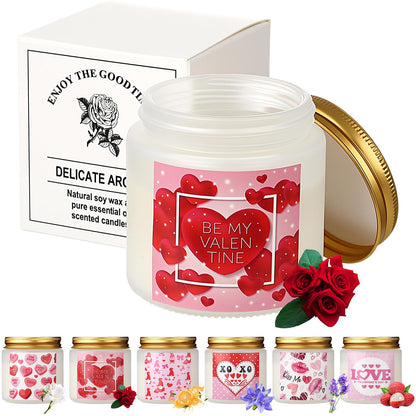 Conelist 6 Packs Valentine's Day Scented Candle Gifts for Girlfriend Wife Her Long Lasting Burning Aromatherapy Soy Wax Jar Candle 2.8oz Romantic Valentine Gift for Women Men Husband Boyfriend
