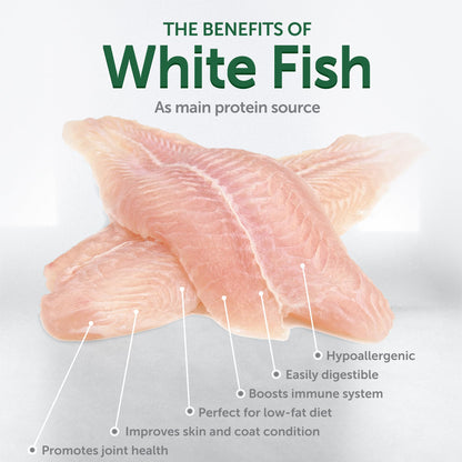 Nature's Protection Superior Care White Dogs Grain-Free Dry Dog Food - High Protein, Tear Stain Dog Food for All Breeds Light Coated Puppies, Fresh Pet Meal, White Fish, 22 lb