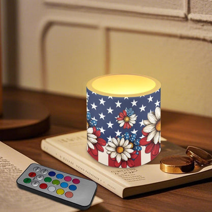 NETILGEN July 4th Independence Day Decor Flameless Candles with Timer Remote 4 Packs Novelty American Flag Theme LED Battery Operated Pillar Candles