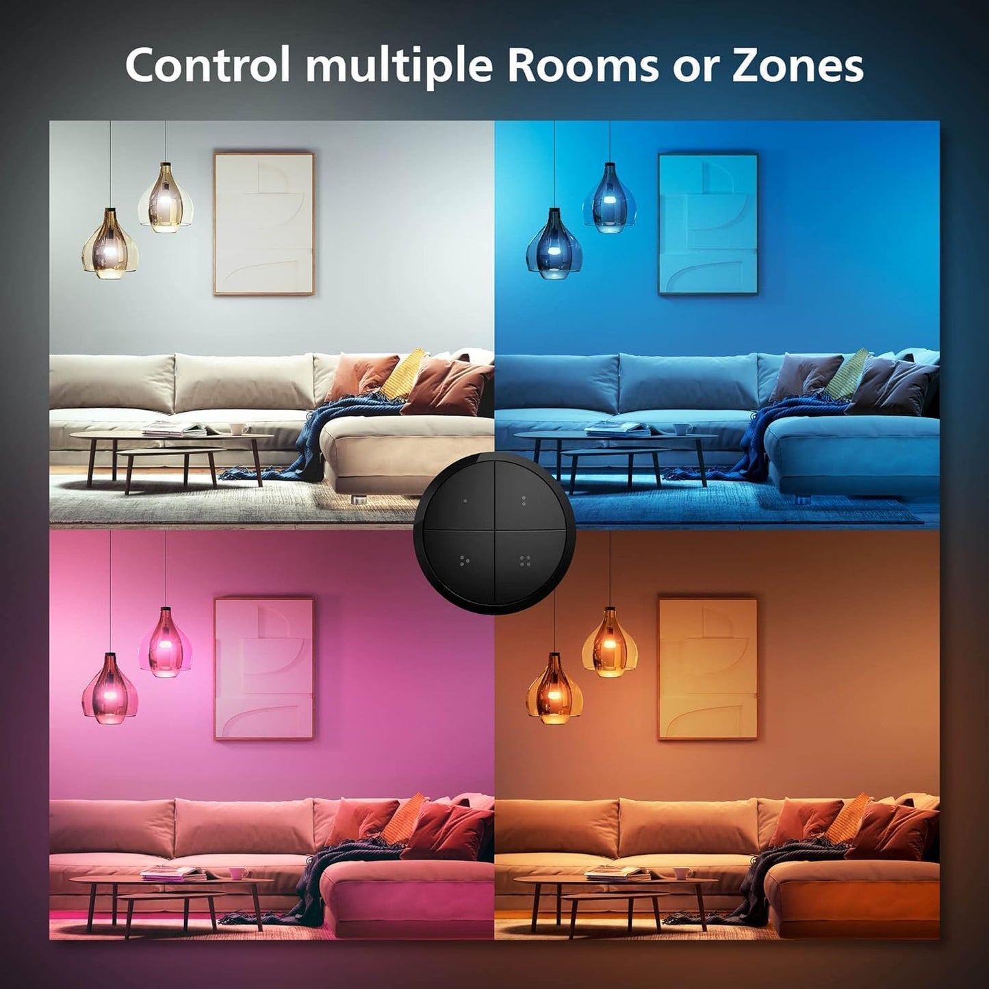Philips Hue Wall Tap Dial Light Switch, Portable, White - 1 Pack - Requires Hue Lights and Hue Bridge - Smart Home - Easy, No-Wire Installation