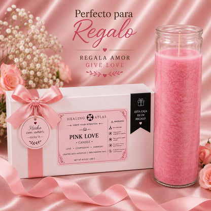 Pink Love Manifestation Candle Kit – 8" Ritual Prayer Candle with Intention Scrolls, Pencil & QR Guide, Self-Love, Harmony & Relationships