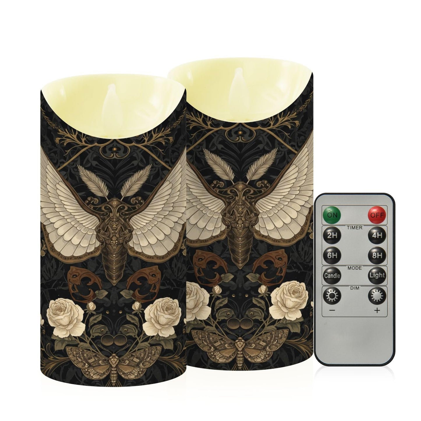 ALAZA Gothic Pattern Flameless Candles with Remote Timer,LED Flickering Battery Operated Electric Pillar Tea Light Candles for Wedding Table Christmas Decorations 3" x5.9"