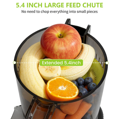 COWSAR Cold Press Juicer Machines, Orange Juicer with 5.4" Extra-Large Feed Chute, 60RPM Slow Masticating Fruit Juicer, 300W Electric Juicer for Citrus, Pomegranate & Vegetables