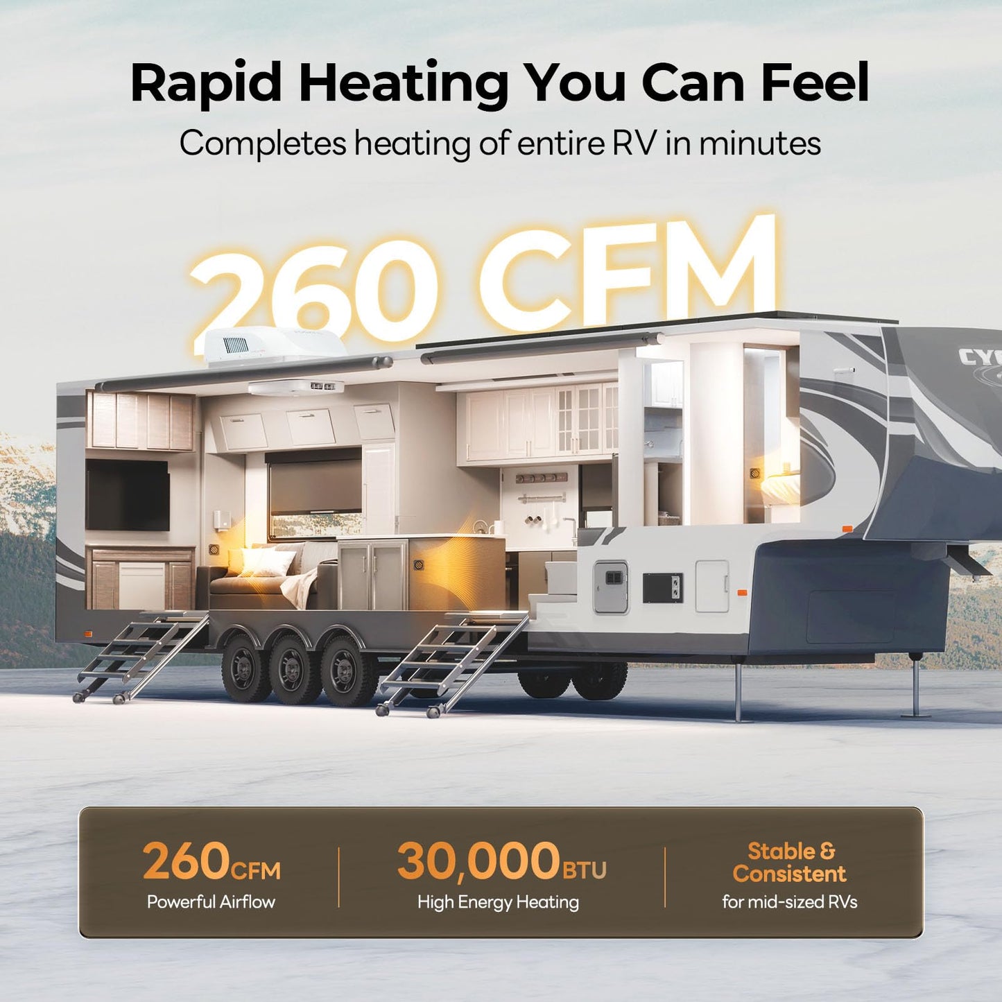 FOGATTI RV Furnace 30,000 BTU - Powerful Heating - High-Efficiency Propane Heater, Easy Installation & Universal Fit for RVs, Campers, Trailers