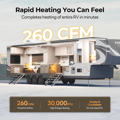 FOGATTI RV Furnace 30,000 BTU - Powerful Heating - High-Efficiency Propane Heater, Easy Installation & Universal Fit for RVs, Campers, Trailers