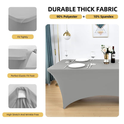 ZarzaaSik 114 10-Pack 6ft Spandex Table Covers for Rectangle Standard Folding Tables - Wrinkle Resistant Stretch Tablecloths - Ultimate Fitted Table Protector for Parties, Banquet, and Wedding