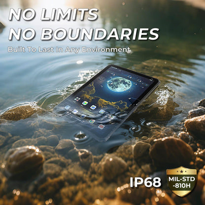MUNBYN Rugged Tablet Android 14 ILT03, 8.68" GPS Tablet for UTV, 33W Fast Charging, IP68 Waterproof, 8000mAh Lasts 11 Hours, 32MP+48MP Dual Camera, 8GB+128GB, 4G LTE for Offroad, Drone, 2Y Protection