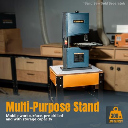 POWERTEC Tool Stand with Wheels, Casters & Melamine MDF Table Top, Power Tool Stand for Miter Saw, Drill Press, Belt Sander, Bench Grinder, Band Saw, Scroll Saw, Planer, Orange (UT1008)