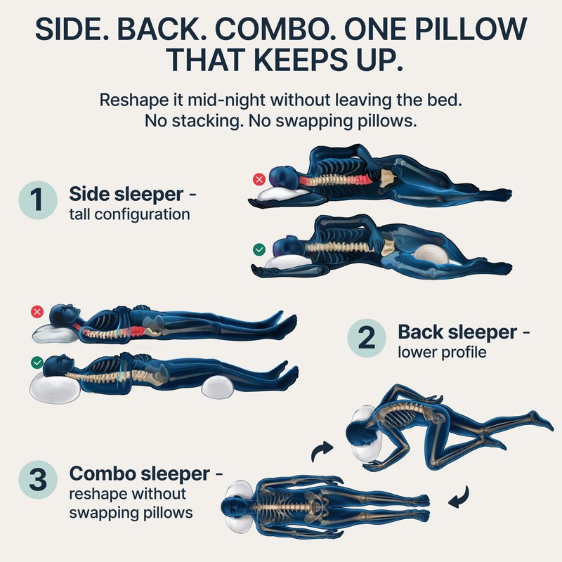 No BS Pillow™ - Adjustable Post-Injury/Surgery Neck Support Pillow, Cervical Spine & Shoulder Recovery Pillow, Customizable Loft for Neck Pain, Side/Back/Stomach Sleepers