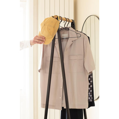 Brabantia - Linn Clothes Rack, Compact - Free Standing Clothing Rail - Clothes Storage - Hang, Air, or Dry Clothes - Sturdy Steel Frame & Bamboo Rod - 19 x 13 x 67 inches - Black