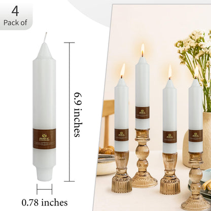 White Wedding Candles Unscented Tapered Candle 7 inch Short Candle 4 PCS Smokeless Candlesticks Long-Burn for Home Dinner Wedding Party Decoration