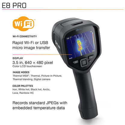 FLIR E8 Pro - Commercial Thermal Imaging Camera with Wifi, High Resolution Infrared Camera with FLIR Ignite Cloud