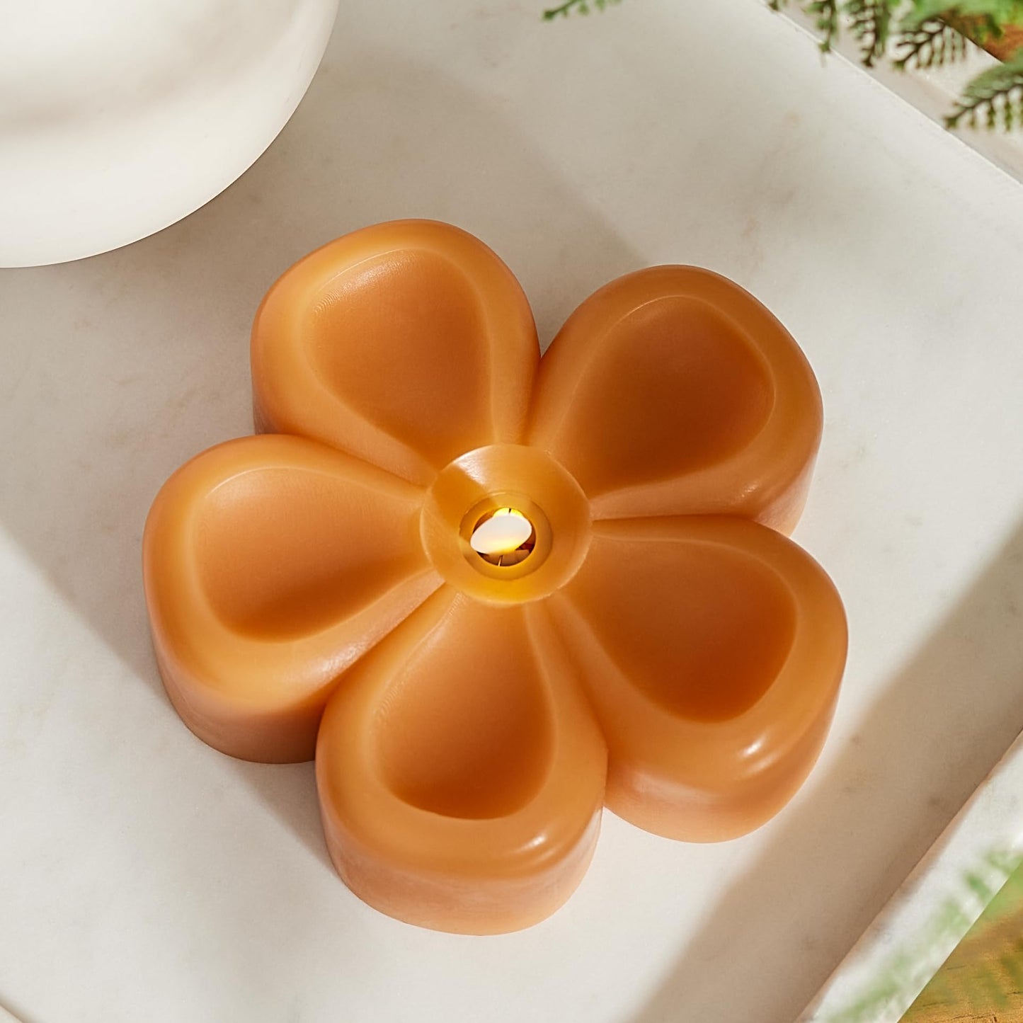 Luminara - Flameless Flickering Moving Flame Nature-Inspired Battery Operated LED Décor - Spring Summer Collection - Sunlit Honey Flower Tealight Candle - 4.7” x 2.1”