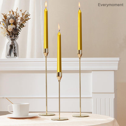 Everymoment Gold Taper Candles - 12 Pack 10 Inch Candlesticks - Dripless & Smokeless for 8 Hours - Unscented Paraffin Wax - Ideal for Wedding Christmas Anniversary New Year's Eve & Luxury Decor
