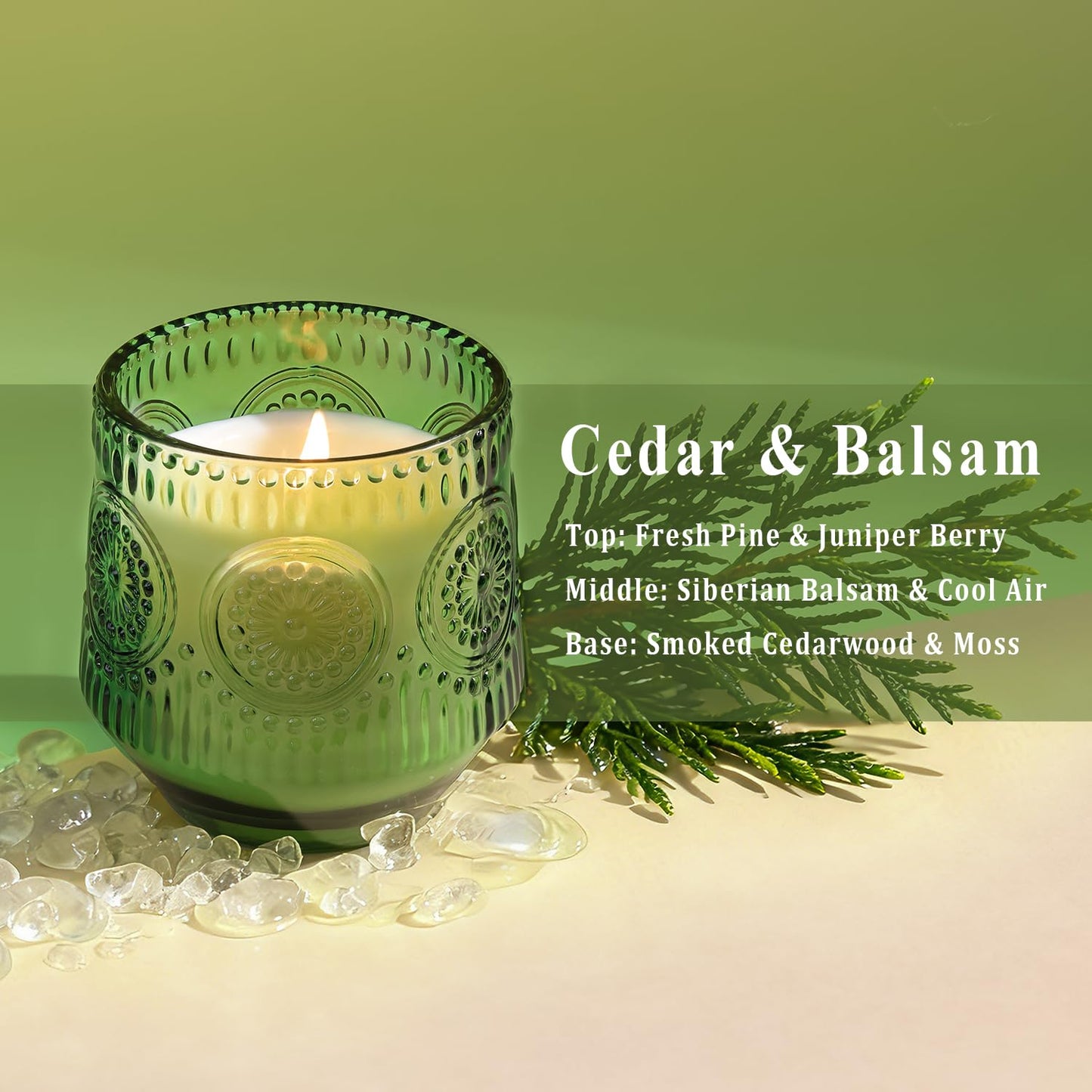 2 Pcs Soy Wax Scented Jar Candles Set, Vanilla Cinnamon & Cedar Balsam- Scented Candles for Home, 7.5oz Each, Up to 52 Hours Burn Time, Decorative Aromatherapy Candle for Relaxation & Luxury Gifting