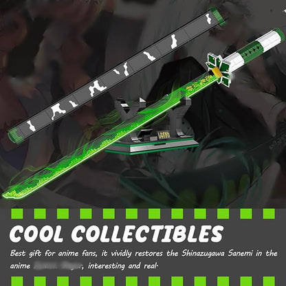 HIGH GODO Demon Anime Sword Building Set 39in Sanemi Sword Building Block with Scabbard and Stand Anime Katana Sword Set Collectible Gifts Toys for Adults Teens 14+ (710 PCS)
