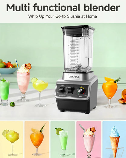 CRANDDI Professional Smoothie Blender, 80oz Countertop Blenders for Smoothies, Shakes & Ice Crushing, 1500W Compact Commercial Kitchen Blender with Stainless Steel Blade, 120V, K96