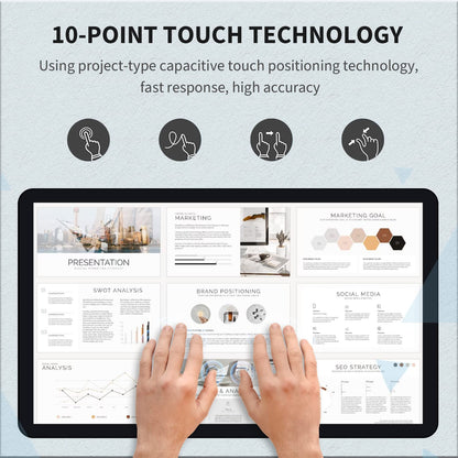 TouchWo 27 inch Capacitive Multi-Touch Screen Industrial Monitor, 16:9 Display 1920 x 1080P, Built-in Speakers, VGA, DVI & HDMI Monitor for PC, POS, Small Business, Restaurant