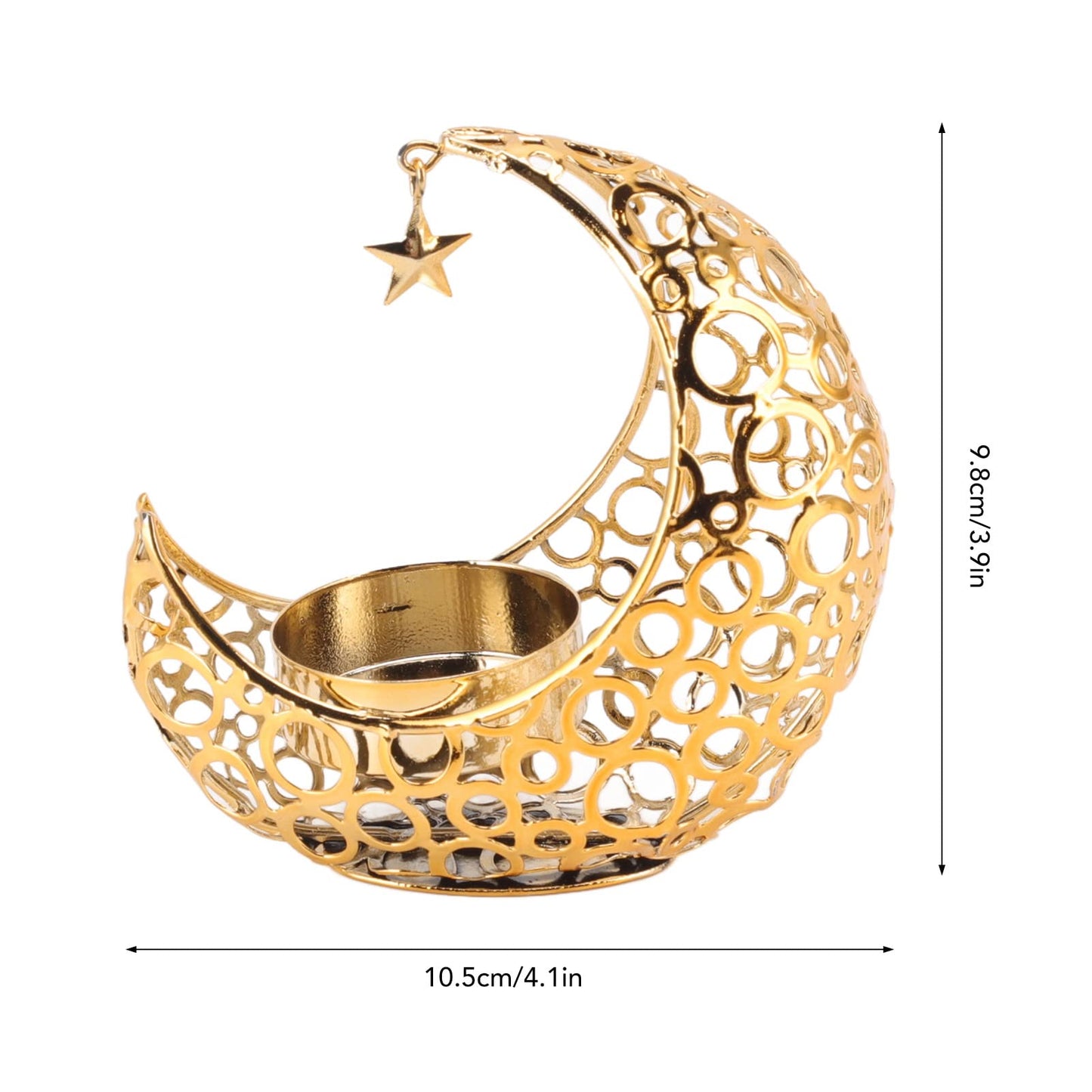 BSTiltion Moon Candlestick Holder Iron Hollowed Candle Holder with Elegant Design for Home Decor Wedding Christmas Decoration (Gold)