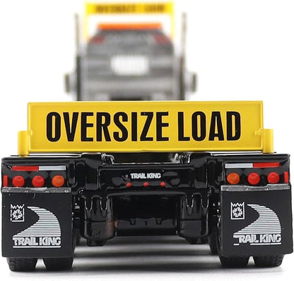T880 SBFA Tridem Truck with Trail King HDG Lowboy Trailer Black Transport Series 1/50 Diecast Model by Diecast Masters 71134