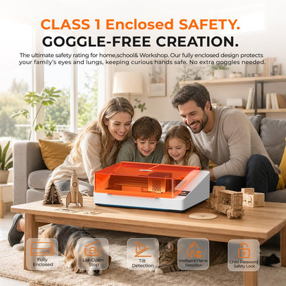 TOOCAA NOVA 10W Smart AI Laser Engraver Cutter w/Air Assist, Fully Assembled Enclosed, 5MP AI Positioning Camera & Auto Focus, Dual Exhaust, Class1 Safety, Blade Cut Panel, No-Riser Tumbler Engraving