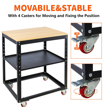 Planer Stand with Wheels, 550 lbs Load Capacity Power Tool Stand, Planer Table Stand with Extension Rollers, Height Adjustable Miter Saw Stand, for Most Planers, Saws, Bench-top Machines, Power Tools