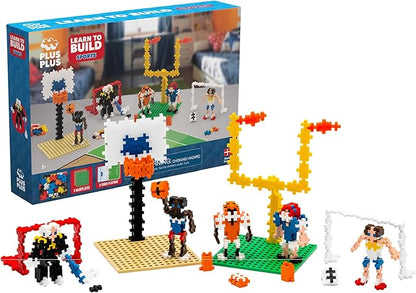 PLUS PLUS Learn to Build Set Interlocking Mini Building Blocks 3D Puzzle Construction Stem Toy for Kids - Sports 380 Pieces