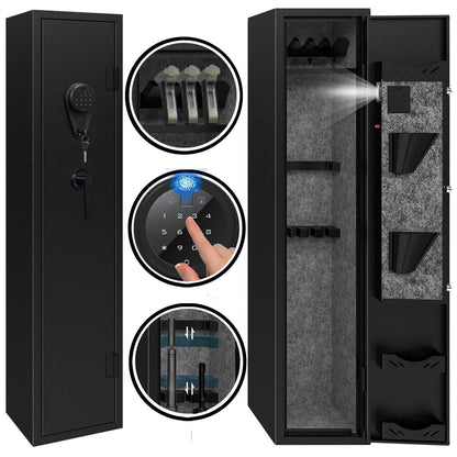 Kaer Gun Safe,Rifle Safe,4-5 Biometric Long Gun Safes for Rifles and Pistols,Gun Cabinet for Rifles and Shotguns with Fingerprint/Digital Keypad/Removable Shelf for Home,Garage,Office