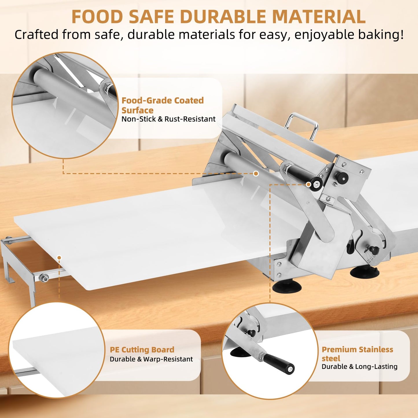 Folding Dough Sheeter (15.8"), Countertop Dough Sheeter (Upgrade15.8" Folding Dough Sheeter)