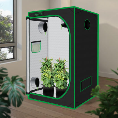 Green Hut 60"x60"x78" 600D Mylar Hydroponic Growing Tents for Plants Inside Reflective Grow Tent Growing Room Hydroponic System 5x5 Grow Tent