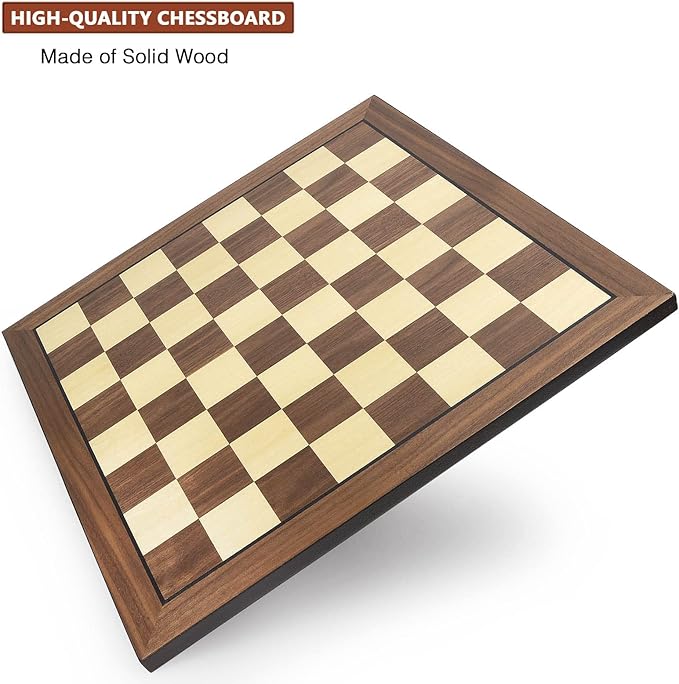 AMEROUS 17 Inches Wooden Chess Board Only Professional Tournament Chess Board Large with Gift Package - Chess Rules Beginner Chess Board Game for Adults