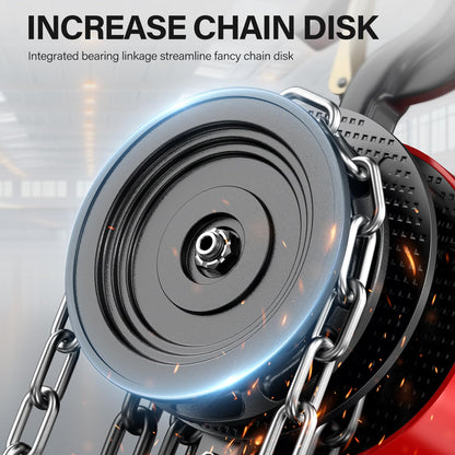 HUGOASIS Hand Chain Hoist 1Ton 2200lbs Capacity 10ft Lift,G80 Galvanized Steel Manual Chain Fall with 2 Heavy Duty Hooks for Warehouse Automotive Building,Red