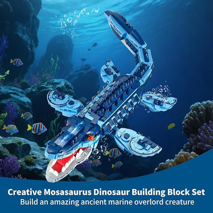 Mosasaur Dinosaurs Building Sets805 Pcs Ocean Animal Building ToysSea Creatures Creativit Model Building SetSTEM World Park Building KitsOffice Home Decor Gifts for AdultsTeens and Kids