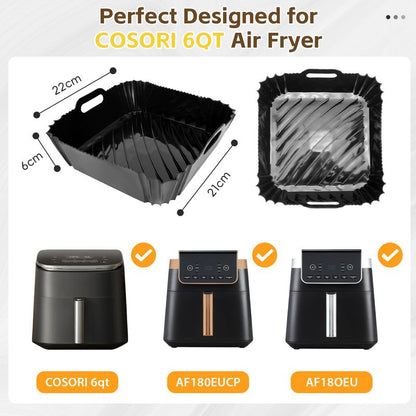 Silicone Air Fryer Liner Accessories for COSORI TurboBlaze 6Qt Air Fryer 9-in-1, Compact & Large 6-Qt, Fast Turbo Modes, Dishwasher Safe Airfryer Accessories Silicone Liners for CAF-DC601