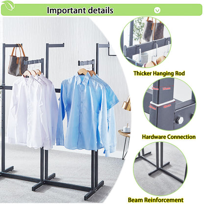 FKKPRVAX Floor Standing Metal Garment Rack - Heavy Retail Display Racks With Wheels, 8 Arms Clothing Rack, Square Tubing Portable Shirt Racks, Merchandise Display For Hanging Clothes (L-gold)