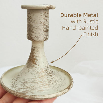 Unity Wedding Candle Holders - Taper Candle Holders for Pillar Candles, 3 Piece Metal White Unity Candlestick Holder – Rustic Farmhouse Style Home Decor for Ceremony, Anniversary
