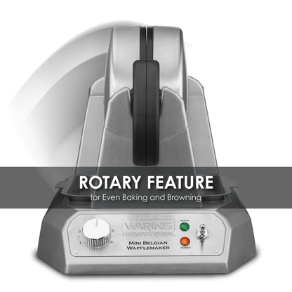 Waring Commercial Mini Belgian Waffle Maker, Rotary Feature for Even Baking, 100 Mini Waffles an Hour, for Restaurants & Commercial Kitchens, NSF Certified, WMB400X