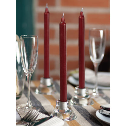 CANDWAX Bordeaux Taper Candles Pack of 4 - Slow Burning Dripless Unscented Straight Candles 10 inch - Ideal for Dinner Table - Smokeless Long Candlesticks