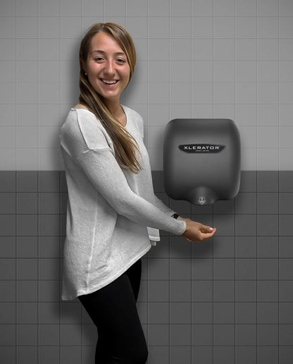 XLERATOR Hand Dryer, Excel Dryer XL-GR-1.1N Hand Dryer, Automatic, Surface-Mounted, Cast Cover, Textured Graphite Paint, 110-120V with Noise Reduction Nozzle