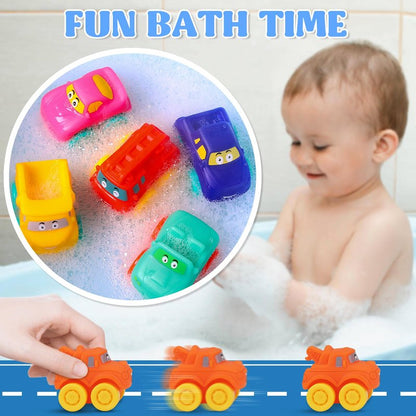 Prefilled Easter Eggs with Toy Cars: 12Pcs Filled Easter Eggs with Soft Rubber Car Toys, Easter Basket Stuffers for Baby Toddlers Kids Bath Toys Vehicles, Easter Eggs Fillers Hunts Party Favors Gifts