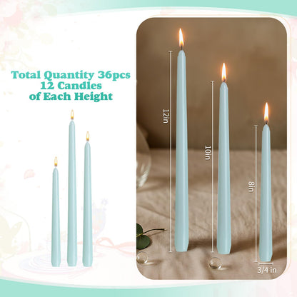 MTLEE Taper Candles 8/10/12 Multi Height Unscented Taper Candles 8 Burn Hours for Dinner Decorative Home Decoration Fall Thanksgiving Wedding Party Candlesticks(Bean Green,36)